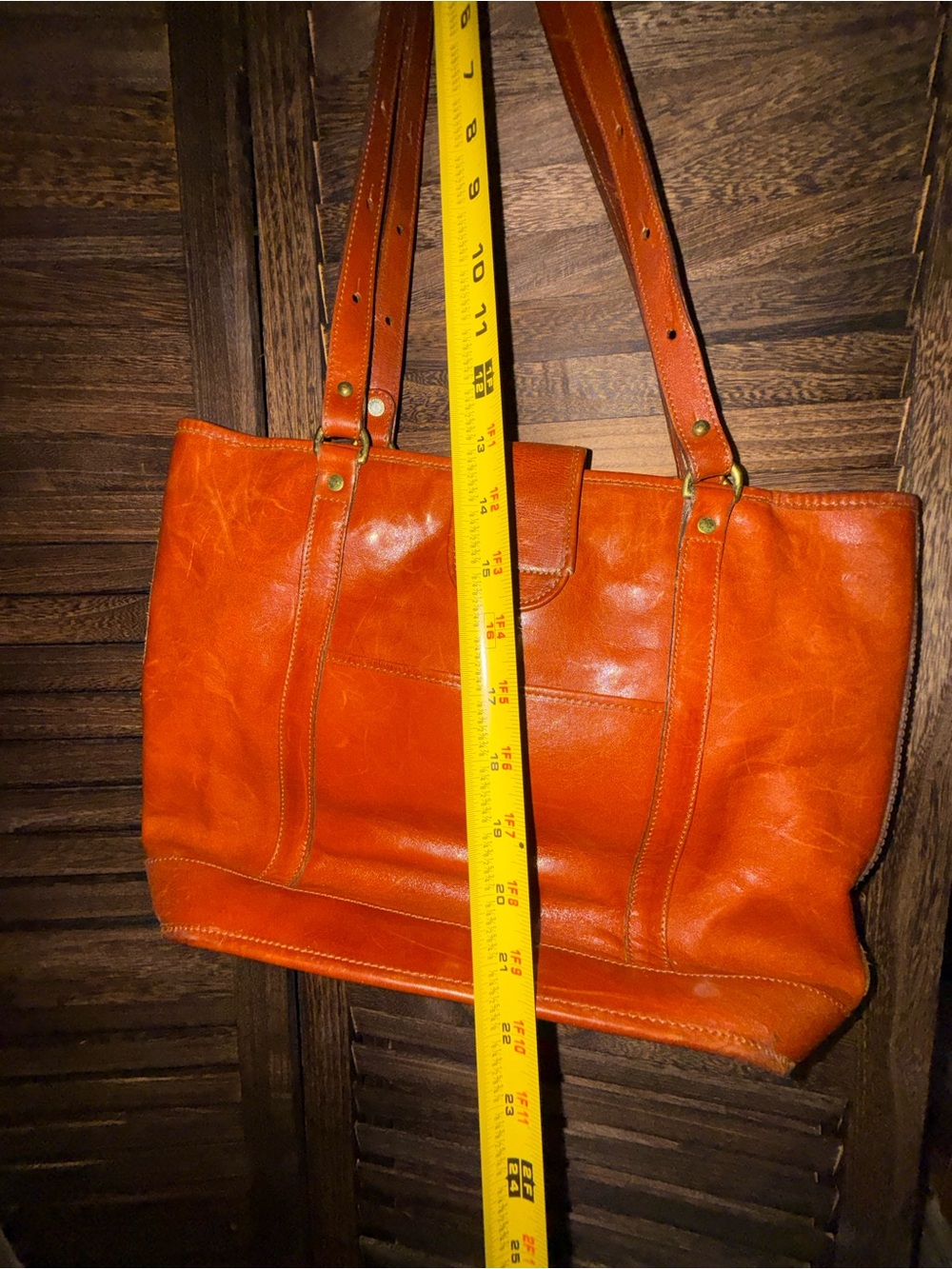 Vintage Dooney & Bourke AWL British Tan Large Leather Shopper Tote Duck Logo USA - Picture 4 of 9